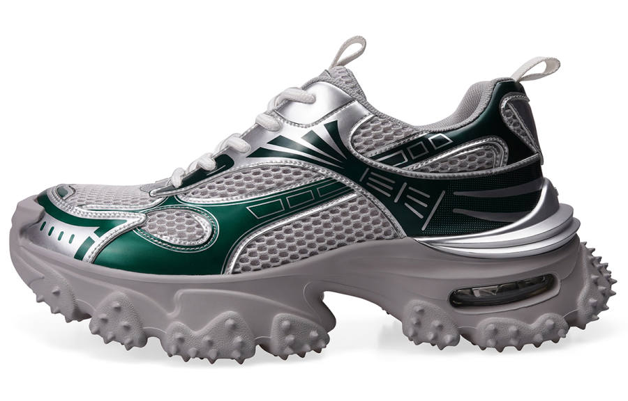 BOSSSUNWEN Low top Chunky Sneakers Unisex Silver Green