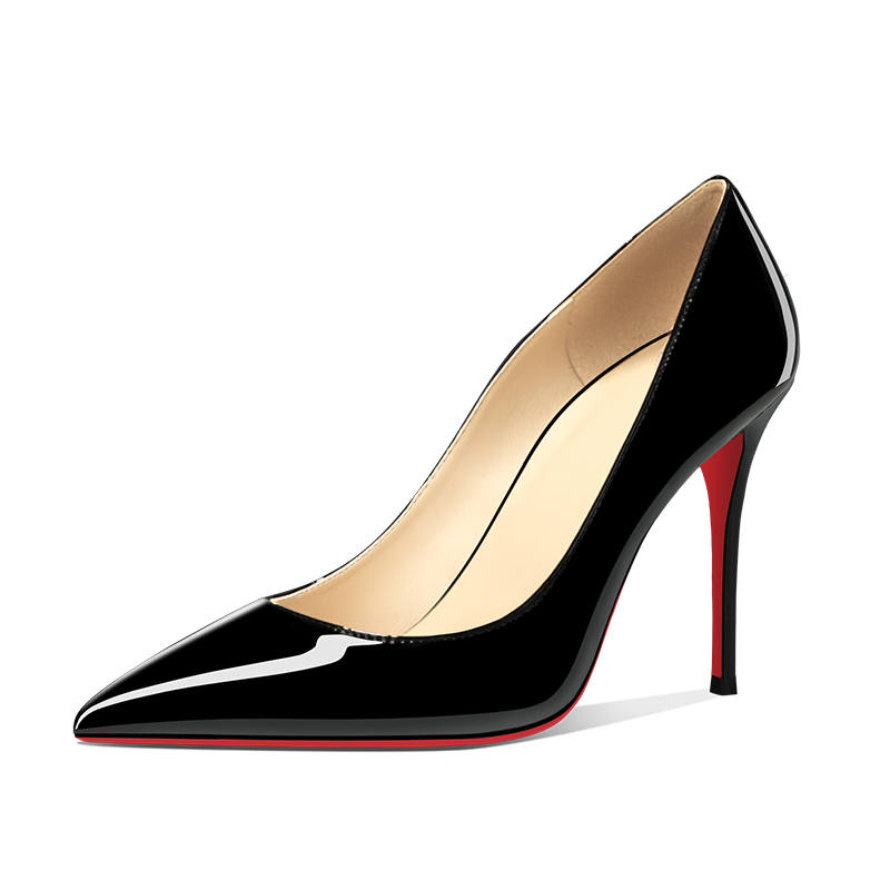LUKECSION Patent Leather Slim Heel High Heels 10cm Women's