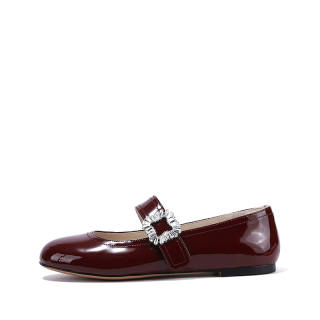 Brut Ros′e Cow Leather Flat Mary Jane Shoes 1CM Women's