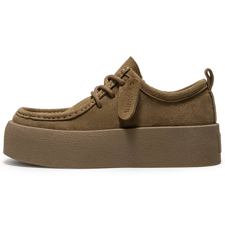 C°BANNER Cow Split Leather Slip Resistant, Abrasion Resistant, Height Increasing Low top Casual Shoes Women's