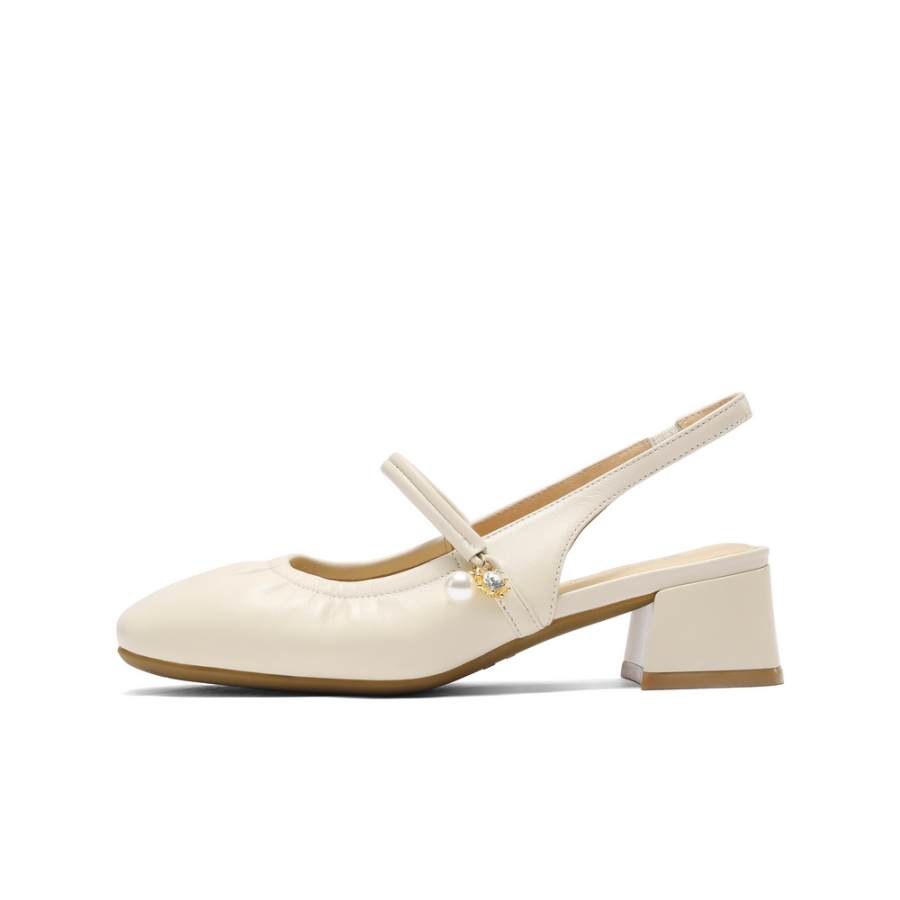 BELLE Sheepskin Chunky Heel Mary Jane Shoes 4.5cm Women's