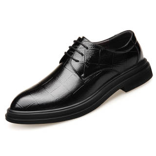 BATUTENG Casual Leather Shoes Men's Low Top Black/Brown