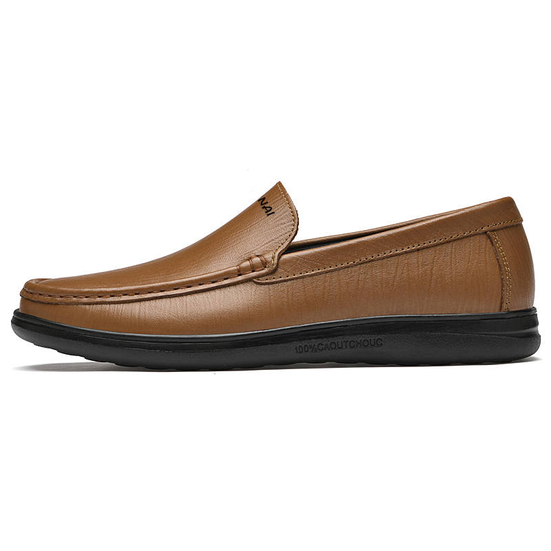 WENNAI Top Grain Cow Leather Casual Shoes Men's Yellow Brown