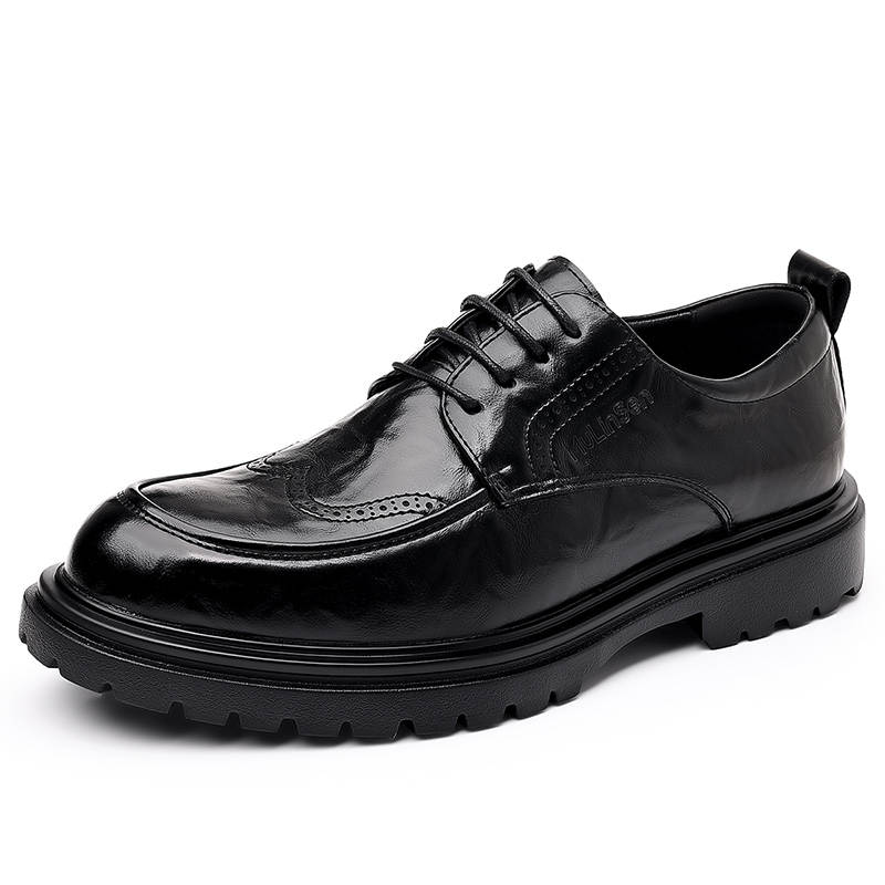 Mulinsen Casual Leather Shoes Men's Low Top Black/Brown