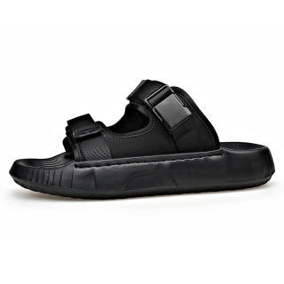 SHUPATE Slip Resistant Abrasion Resistant Massage Slide Slippers Men's Black