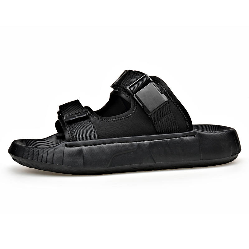 SHUPATE Slip Resistant Abrasion Resistant Massage Slide Slippers Men's Black