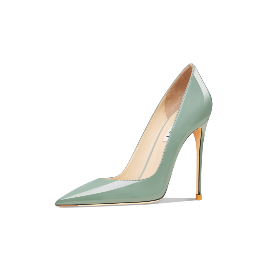 Suyymakk Patent Leather Slim Heel High Heels Women's Grass Green