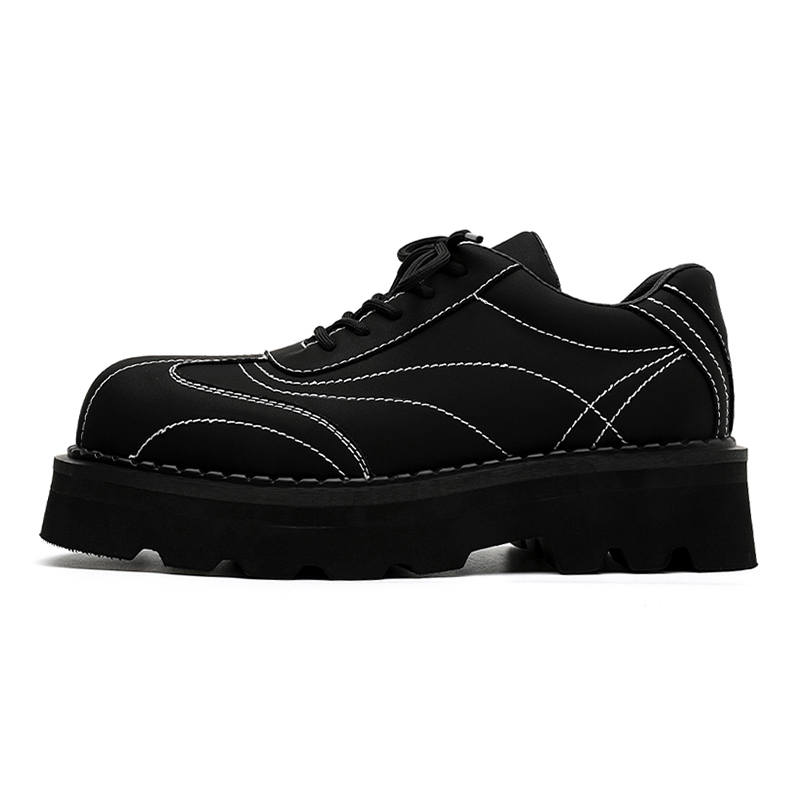 ZONEJOY Large Head Trendy Derby Shoes Fashion Versatile Casual Shoes Men's Black
