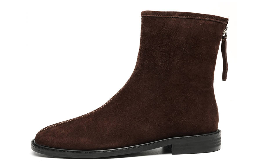 EBLAN Sheepskin Sheep Suede, Fleece Lined Thermal, Comfortable Versatile Ankle Boots Women's Coffee
