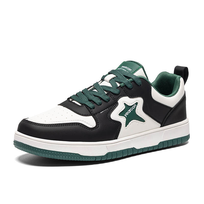 YEARCON Skateboard Shoes Men's Low Top White/Black, White/Green