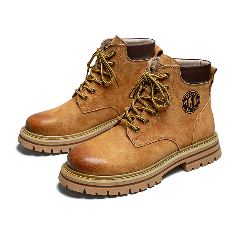 LUNMADENG Top Grain Pig Leather Short Combat Boots Unisex