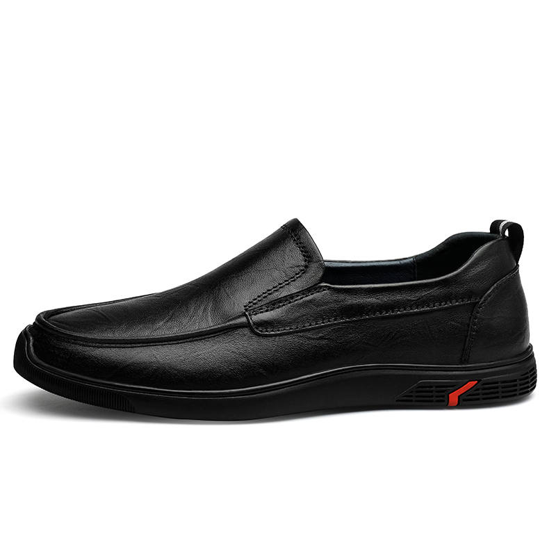 CKVUSAMG Top Grain Cow Leather Casual Shoes Men's Black