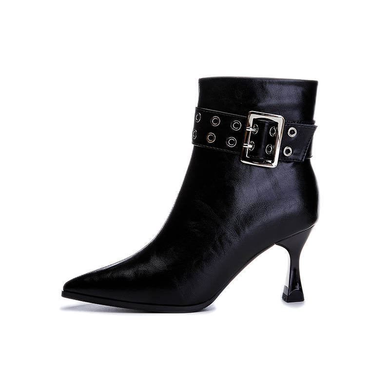 POOQ Pu Fashion Elegance Versatile Fleece Lined Thermal Ankle Boots 7.5cm Women's