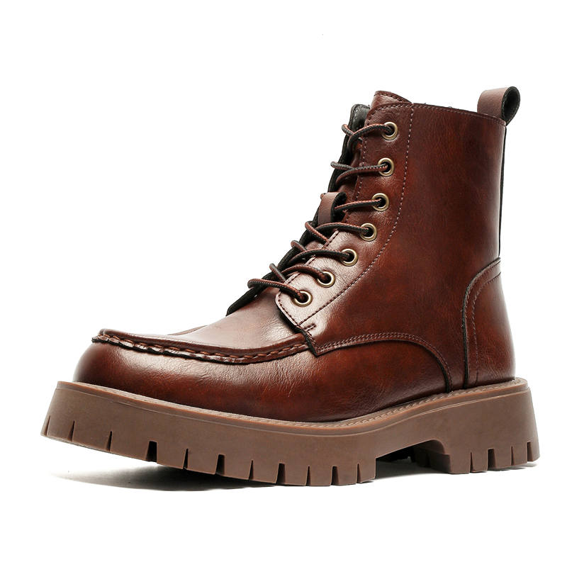 CHILANG CHILANG Microfiber Leather Crew Combat Boots Men's