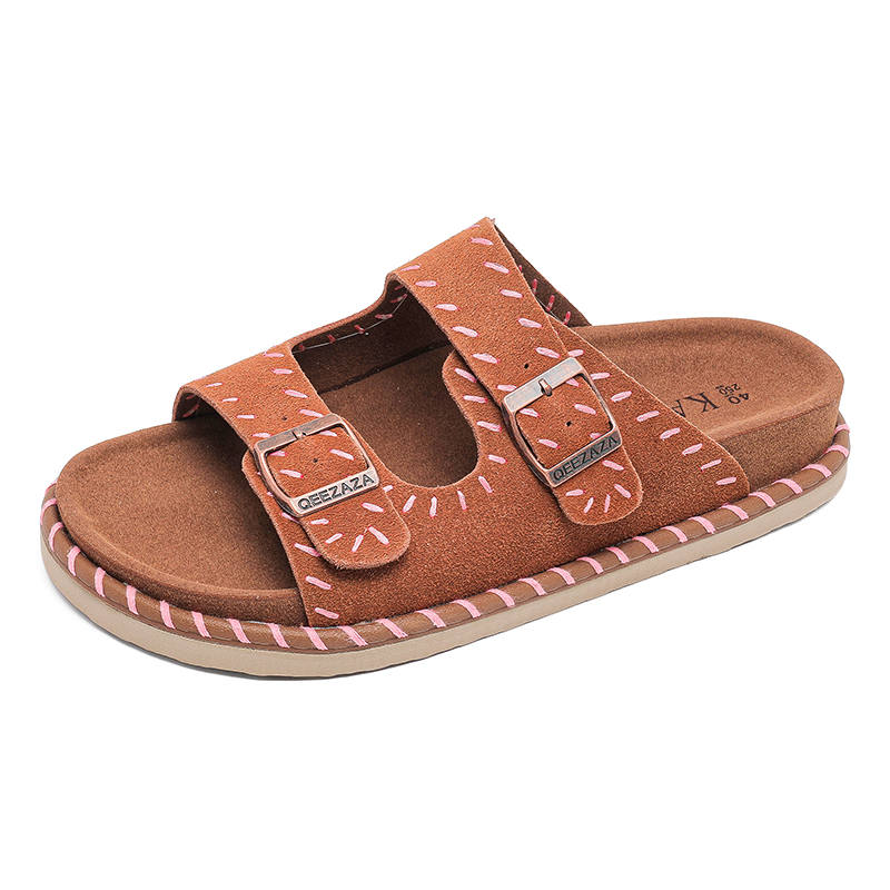 KUNGFUDEER Totem Stitching Slip Resistant Abrasion Resistant Slip Resistant Abrasion Resistant Slide Slippers Unisex