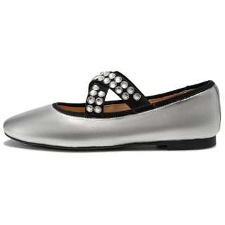 C°BANNER Sheepskin Mary Jane Shoes Women's Silver