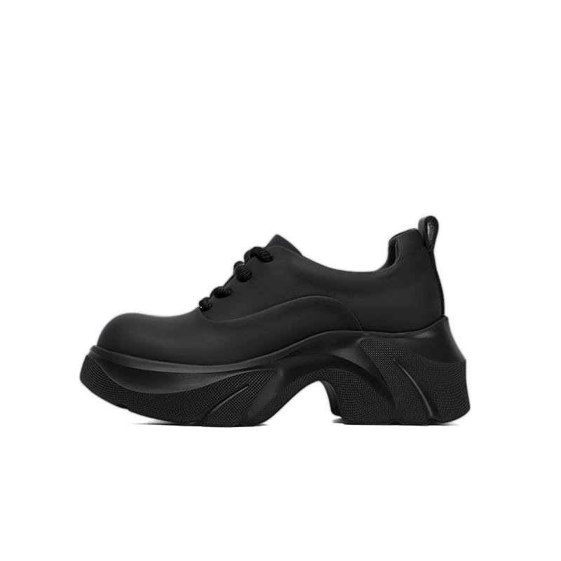 ONN Top Grain Cow Leather Casual Shoes 7cm Women's Black