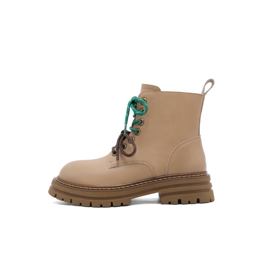 BELLE Synthetic Leather Ankle Boots 4cm Women's Brown, Apricot