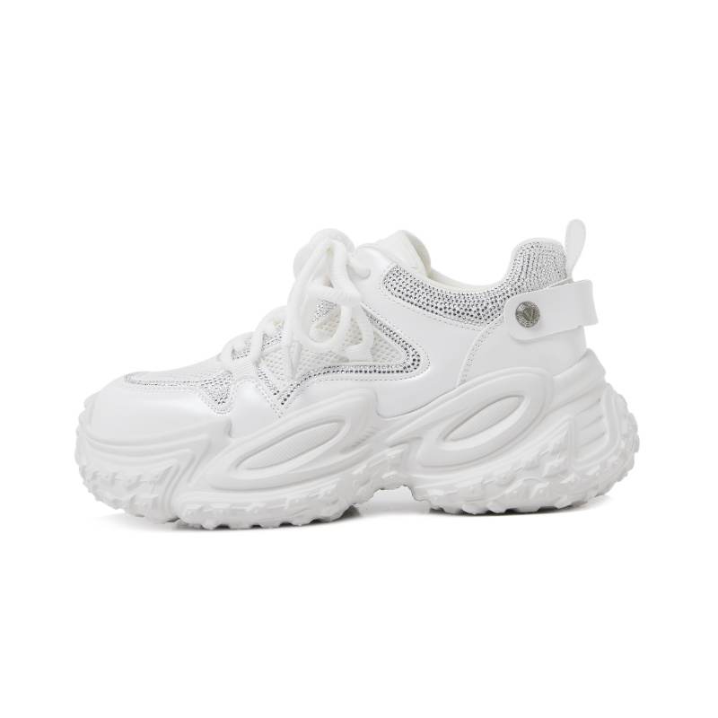 CAMEIDO Breathable Lightweight Breathable And Lightweight Low top Chunky Sneakers Women's White
