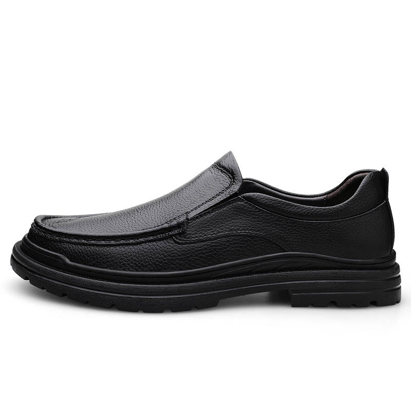 YINGLUNQISHI Top Grain Cow Leather Casual Shoes Men's Black