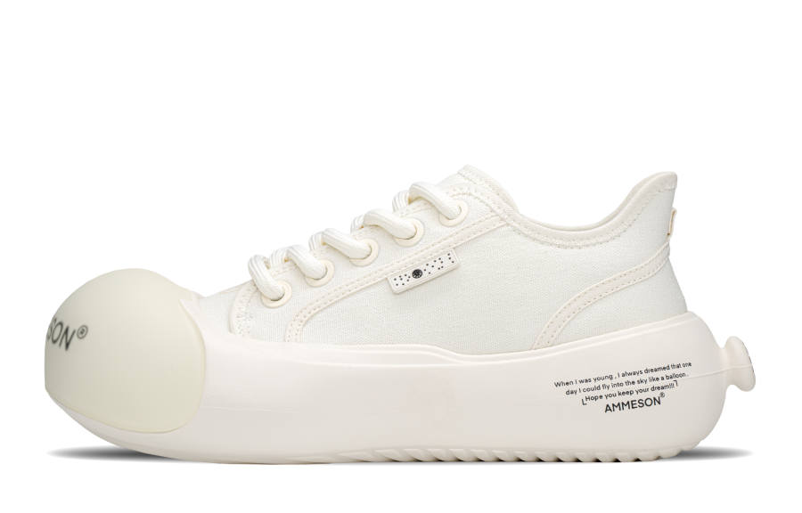 AMMESON Slip Resistant Abrasion Resistant Low top Skateboard Shoes Women's Pearl White