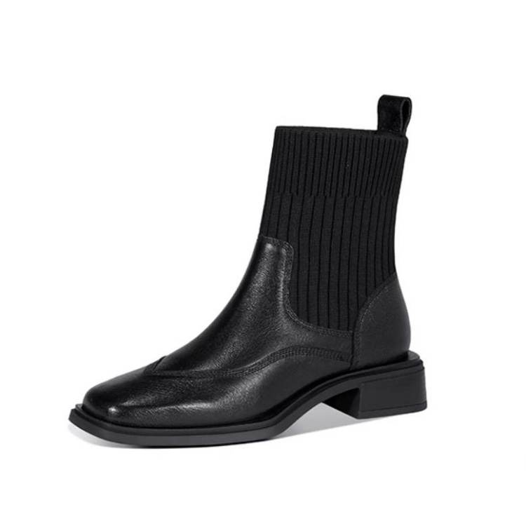JESSICA SOPHIA Sheepskin Patchwork Slim Leg Design With Fleece Lining Ankle Boots 3cm Women's