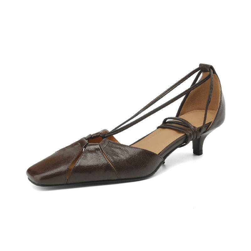Echo&yolo Sheepskin Slim Heel High Heels 4cm Women's
