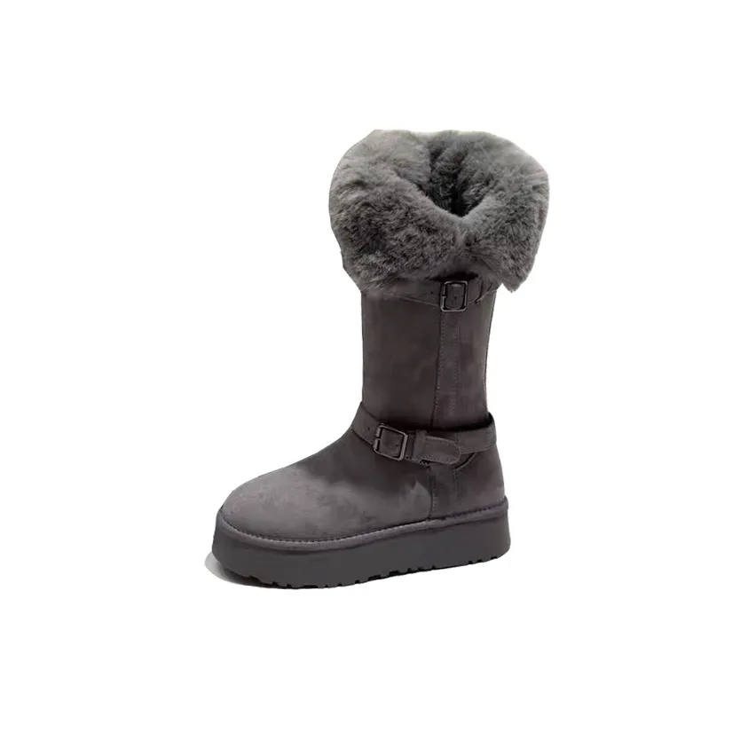 YIYIQIN Suede Thermal Abrasion Resistant Height Increasing Thermal Abrasion Resistant Height Increasing Snow Boots
