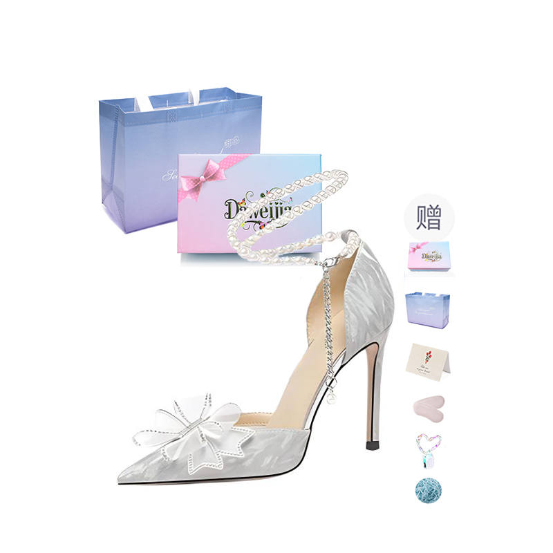 DAWEIJIA Slim Heel High Heels Women's Silver