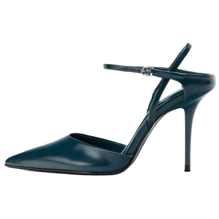 ZARA Pu Slim Heel High Heels 10cm Women's Dark Blue