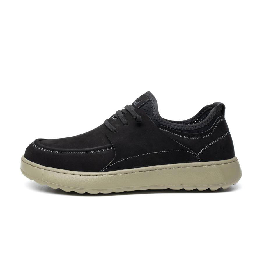 FED Casual Leather Shoes Men's Low Top Black/Khaki
