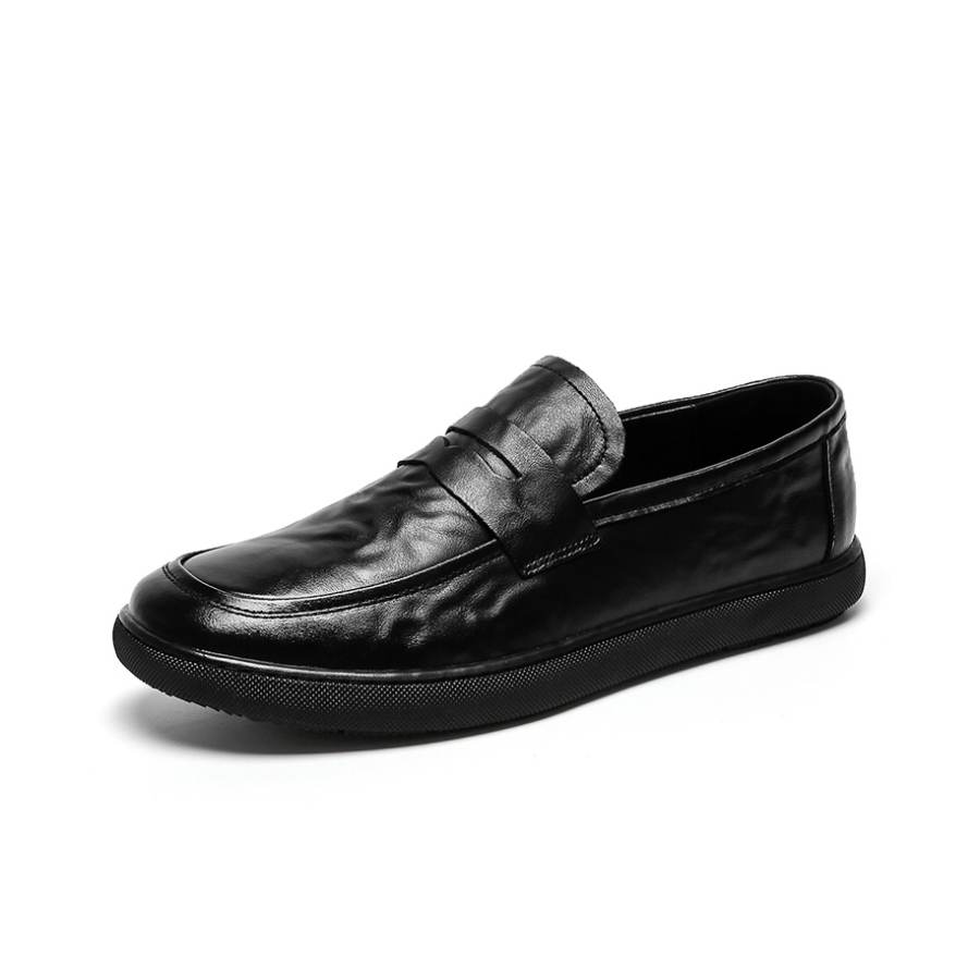 MODENGPAN MODENGPAN Cow Split Leather Casual Shoes Men's Black