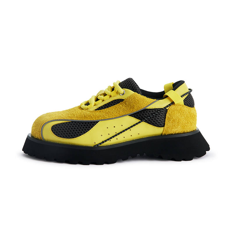 CONP Top Grain Cow Leather Low top Casual Shoes Unisex Yellow