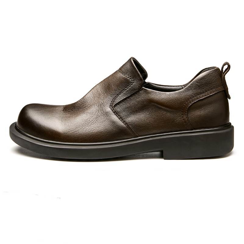 Brounvanm Top Grain Cow Leather Casual Shoes Men's Dark Brown