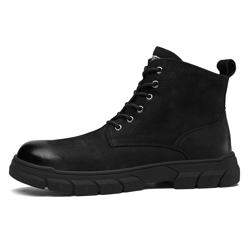 SEPTWOLVES SEPTWOLVES Top Grain Cow Leather Crew Combat Boots Men's Black