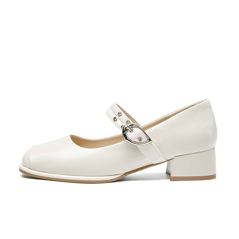 KEKAFU Mary Jane Shoes Women's Beige/Black