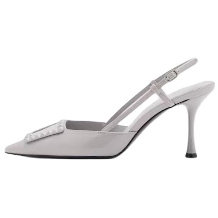 MANGO MANGO Patent Leather Slim Heel High Heels 8cm Women's Gray