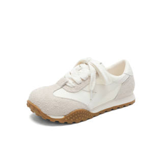 JOSINY Cow Split Leather Abrasion Resistant, Breathable, Lightweight Low top Casual Shoes Women's Ecru