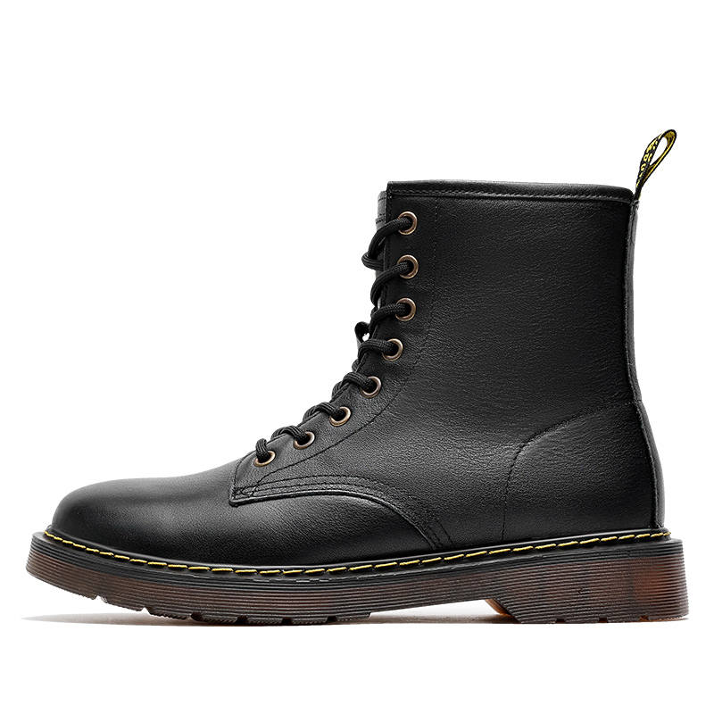 MOERBAI Top Grain Cow Leather Combat Boots Men's Black