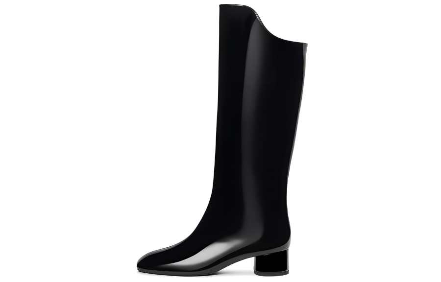 CHARLES&KEITH Small Ck Knee high Boots 4cm Women's BLACK PATENT Black