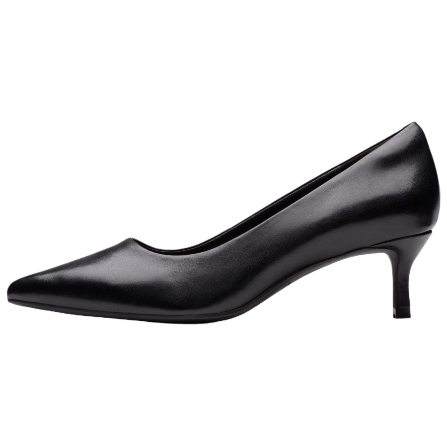 Clarks Zarey Court Leather Slim Heel High Heels 5.5cm Women's Black
