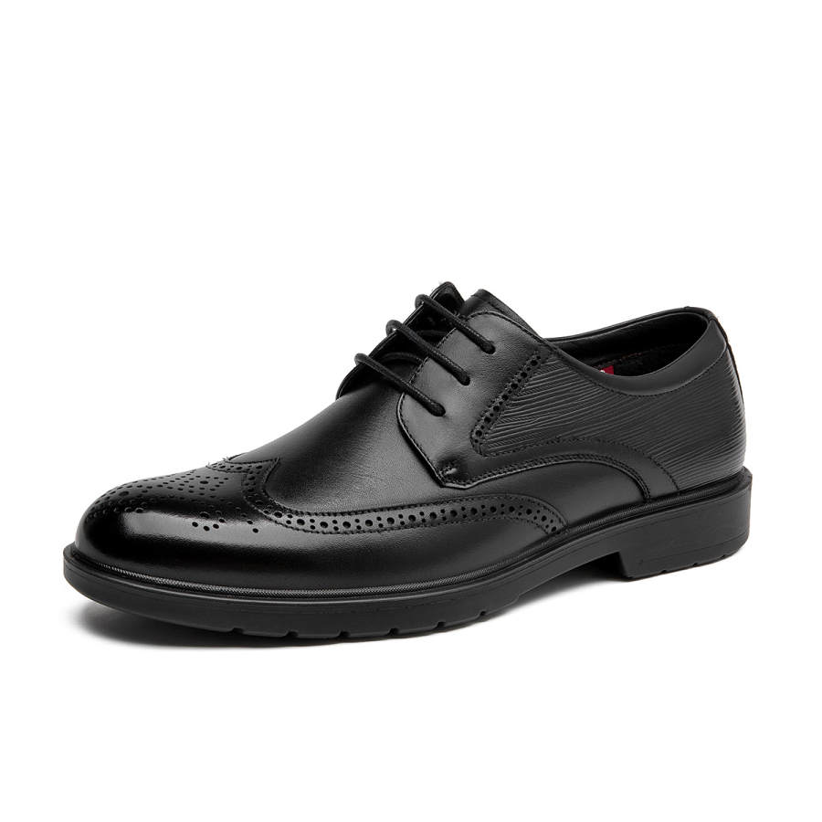 AOKANG Brock Genuine Leather Business Fleece Lined Comfortable Old Money Style Casual Leather Shoes Men's Black