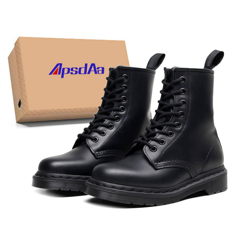 VFTS ApsdAa X VFTS Cow Leather Short Combat Boots 3CM Unisex Black