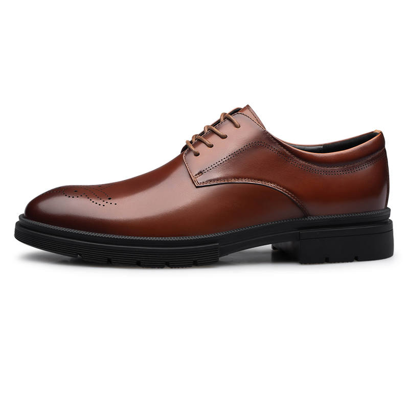 YINGLUNQISHI Top Grain Cow Leather Dress Shoes Men's Brown