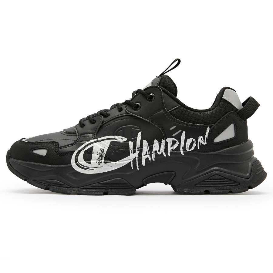 Champion Champ 19 Stree Textile, Synthetic Leather Slip Resistant Slip Resistant Low top Chunky Sneakers Women's Black