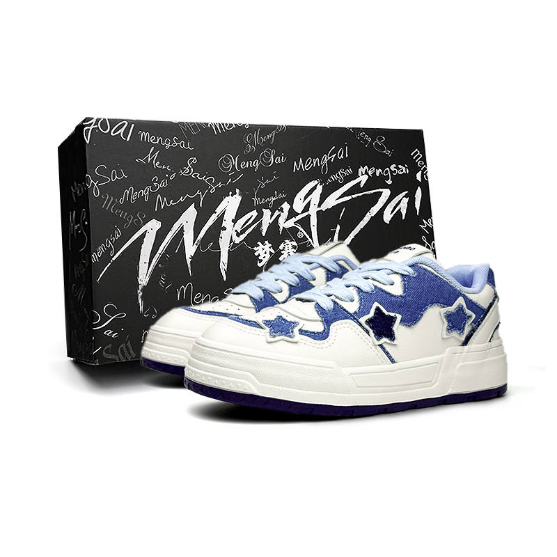 Mengsai Coverage Slip Resistant Coverage Slip Resistant Low top Skateboard Shoes Women's Beige Blue