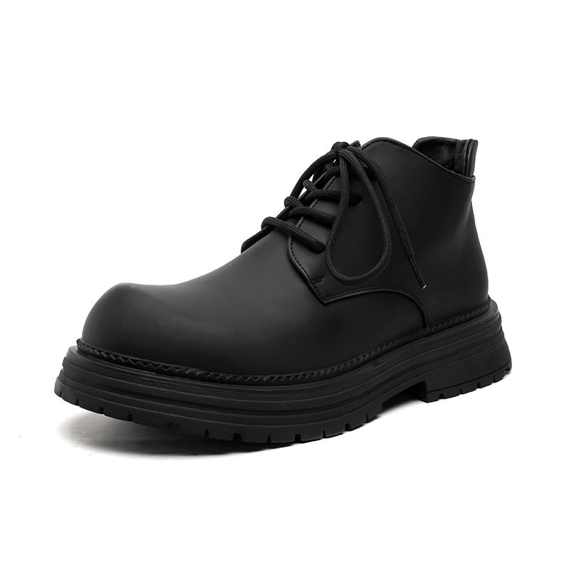 V ZERO FIVE V ZERO FIVE Microfiber Leather Short Combat Boots 5CM Men's Black