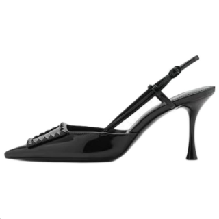 MANGO Patent Leather Slim Heel High Heels 8cm Women's Black