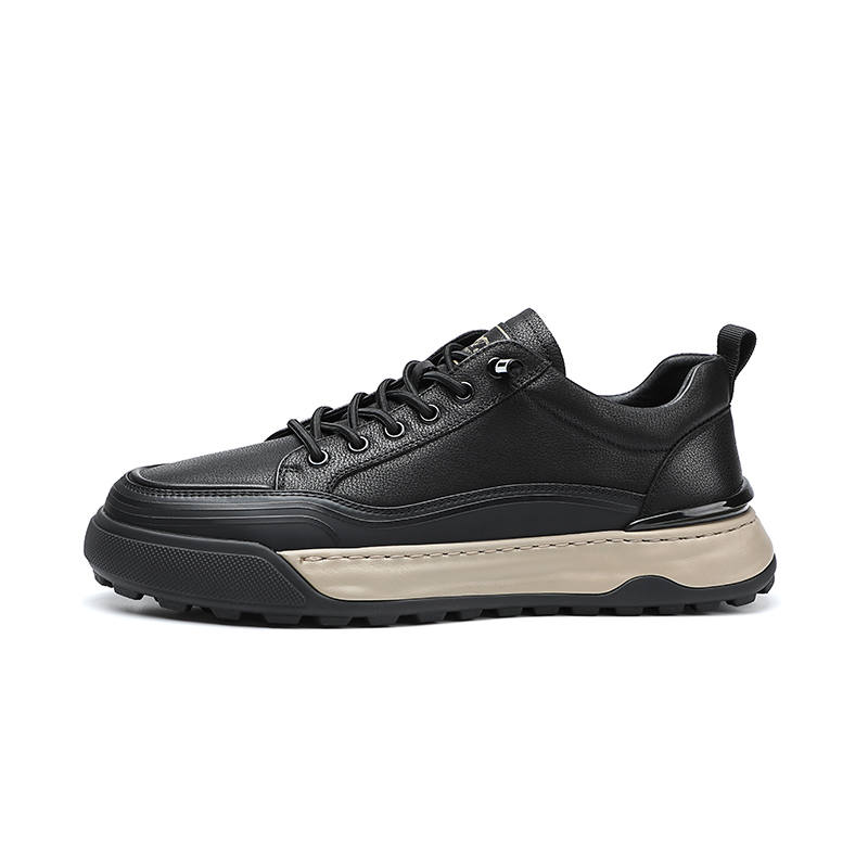 SEPTWOLVES Top Grain Cow Leather Low top Casual Shoes Men's Black HD