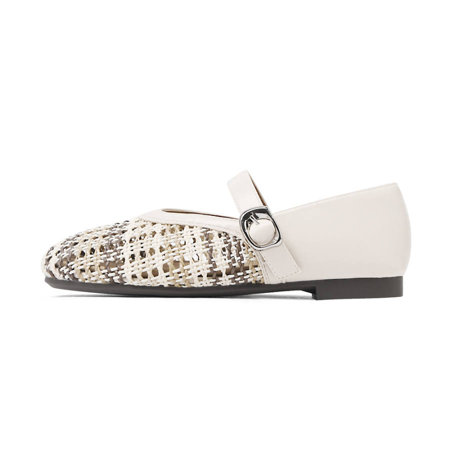 CAMEIDO Sheepskin Flat Mary Jane Shoes 1.5cm Women's